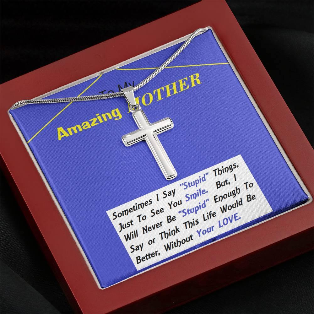 Stainless Steel Cross Necklace, To My Mom Gift, Mother Necklace Gift, Mom Birthday Gift Ideas, Christmas Gift For Mom, Gift For My Mother Necklace - Gifts 4 Your Season