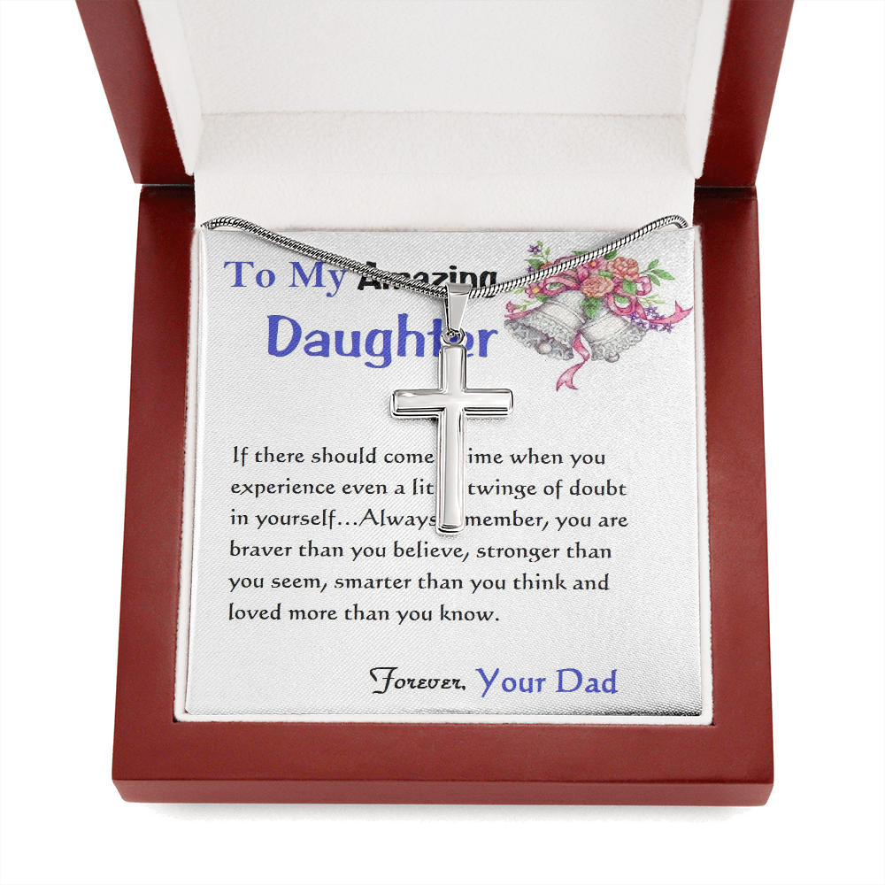 Stainless Steel Cross Necklace, For Her, Friend, for Christmas, Anniversary, Birthday, Valentine's Day, Mother's Day, with Custom Message Card