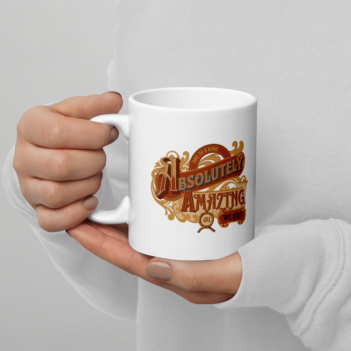 Absolutely Amazing Glossy White Mug, For Mom, Dad, Grandmom, Boss, Brother, Sister