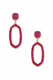 Beaded Oval Post Drop Earring