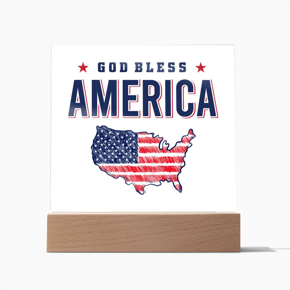 God Bless America Affirmation Acrylic Plaque, Custom Message