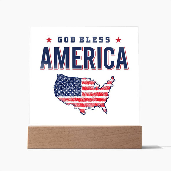God Bless America Affirmation Acrylic Plaque, Custom Message