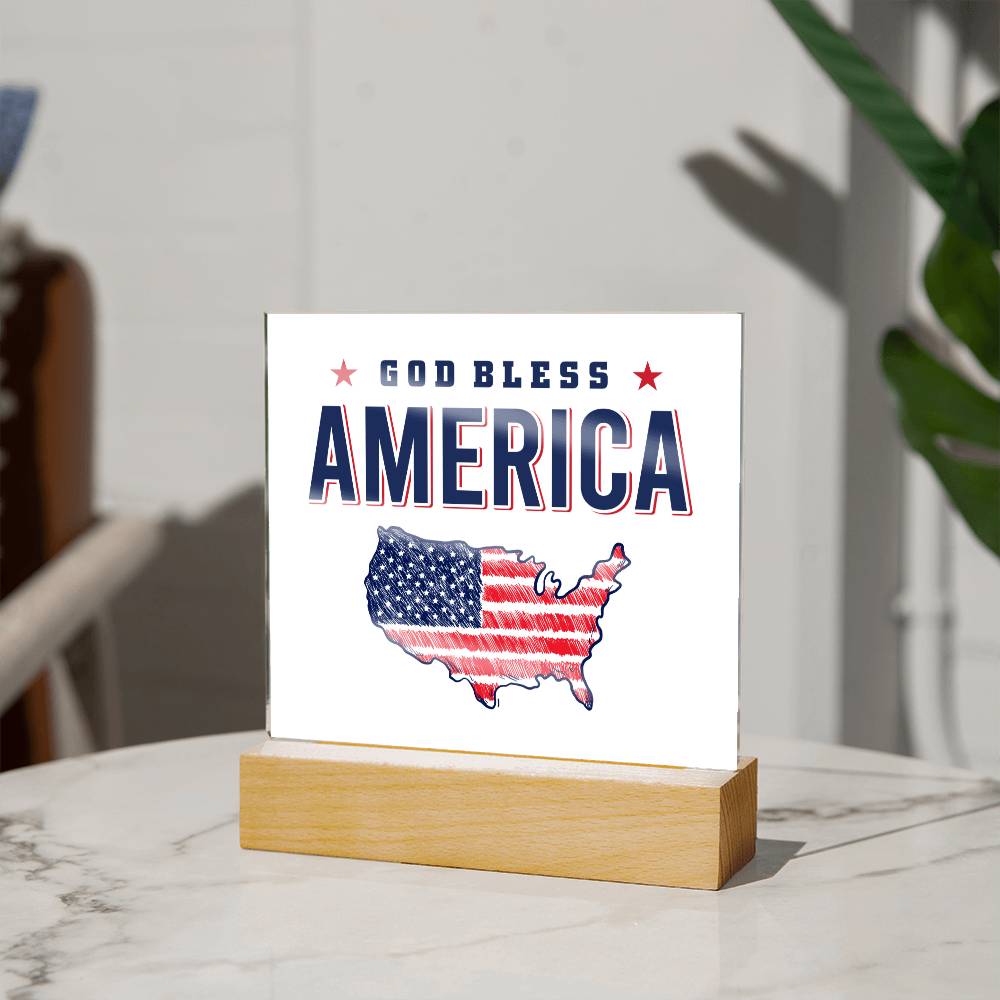 God Bless America Affirmation Acrylic Plaque, Custom Message
