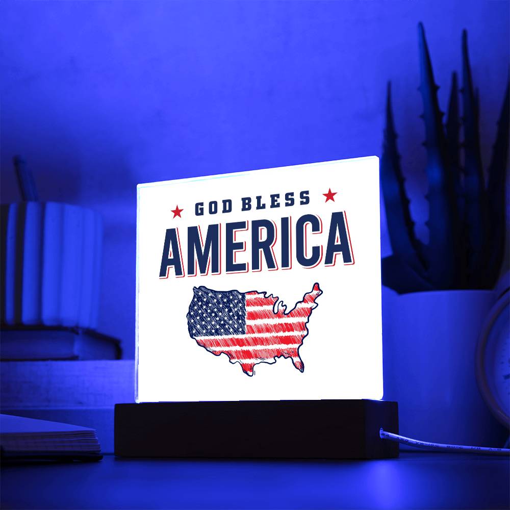 God Bless America Affirmation Acrylic Plaque, Custom Message