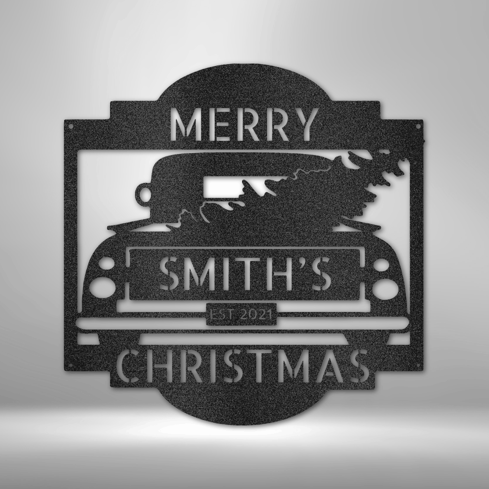 Christmas Truck Monogram - Steel Sign