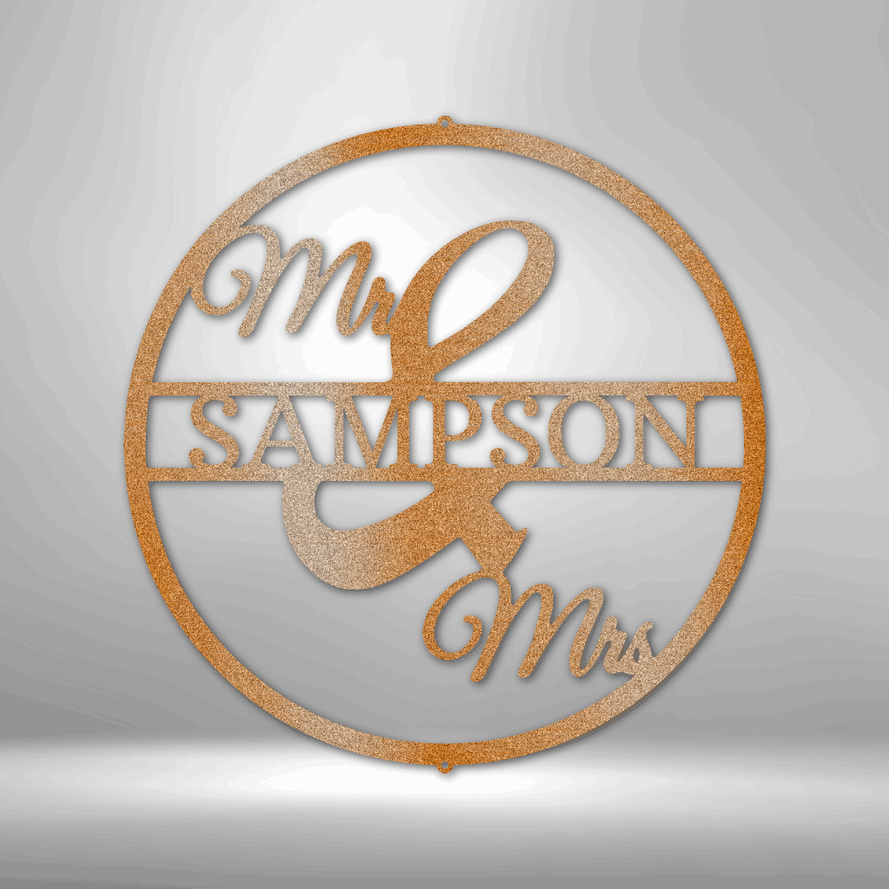 Mr and Mrs Circle Monogram - Steel Sign