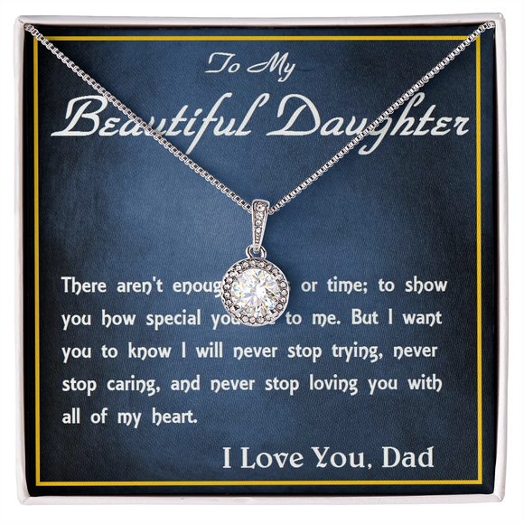 Eternal Hope Necklace,  From Dad, Daughter Necklace, for Christmas, Birthday, Custom Message Card