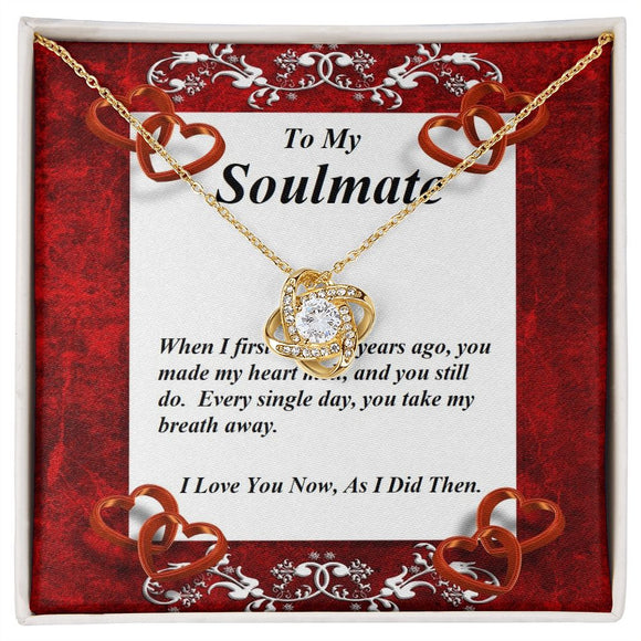 Love Knot Necklace, Custom Message Card