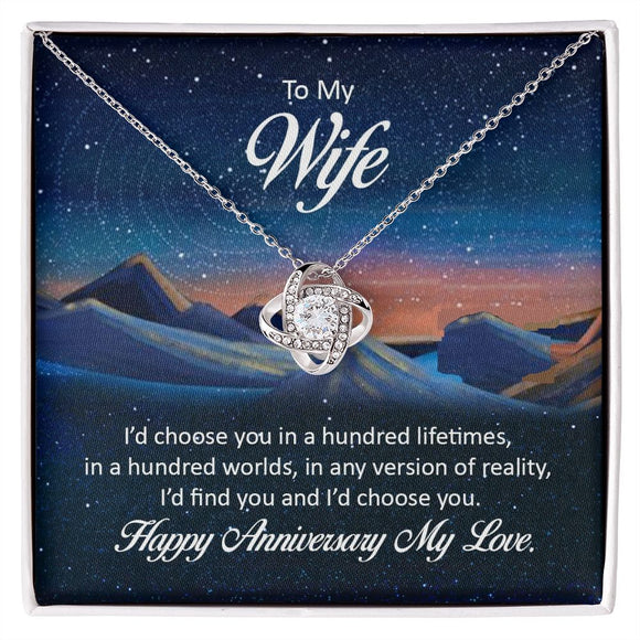 Love Knot Necklace, For Girlfriend, For Wife, For Christmas, Birthday, Valentine's Day, Anniversary, Custom Message Card