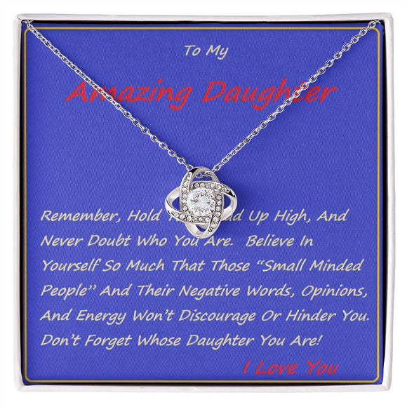Love Knot Necklace, Custom Message Card