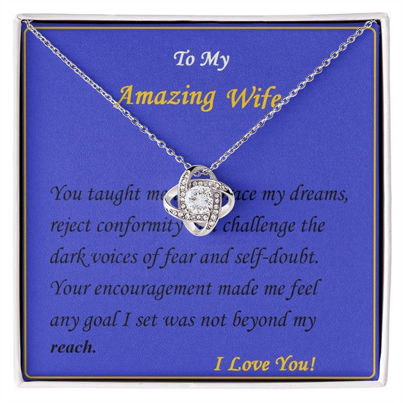 Love Knot Necklace, For Her, Custom Message Card