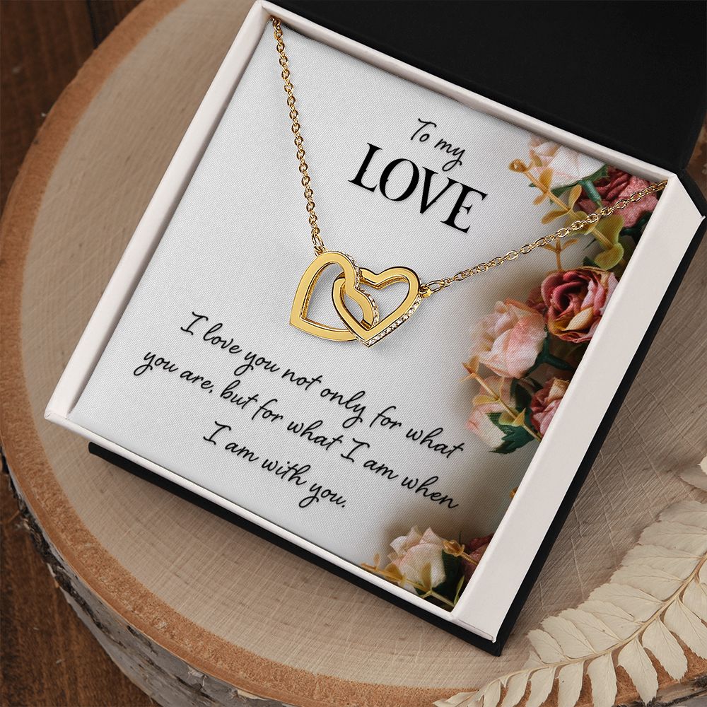 Interlocking Hearts Necklace,  For Her, Wife, Future Wife, Girlfriend, Custom Message Card
