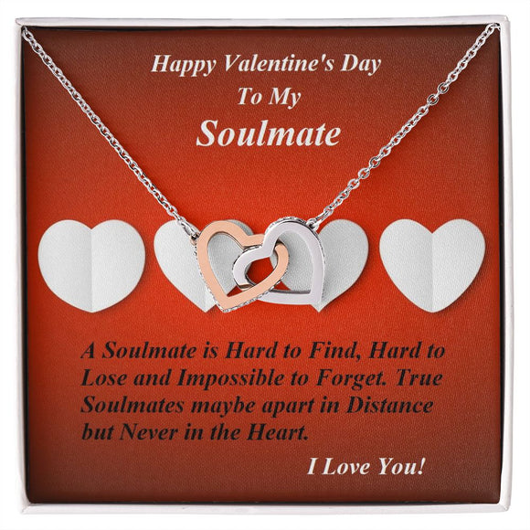 Interlocking Hearts Necklace, For Soulmate, Girlfriend, Wife, Valentine's Day, Custom Message Card