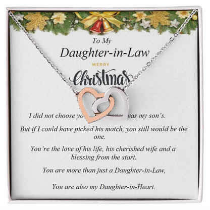 Interlocking Hearts Necklace, For Her, for Christmas, for Daughter-in-law, Birthday, Valentine's Day, Mother's Day, with Custom Message Card