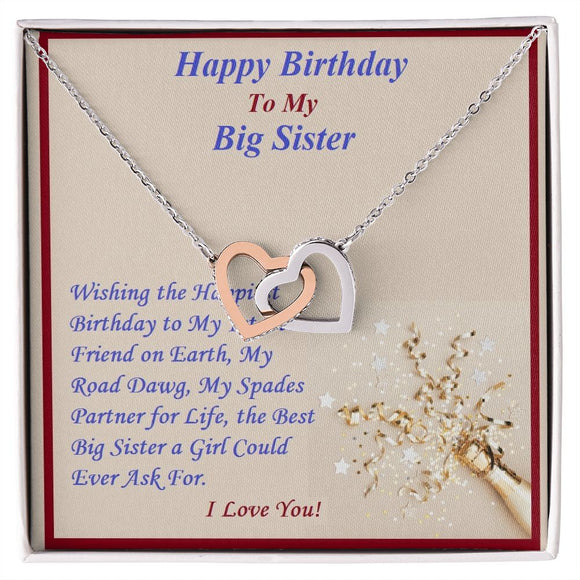 Interlocking Hearts Necklace, For Her, Sister, Christmas, Valentine's Day, Mother, Wife, Girlfriend, Custom Message Card