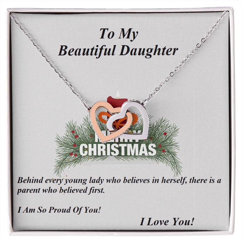Interlocking Hearts Necklace,  For Her, Daughter, for Christmas, with Custom Message Card