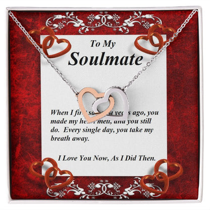 Interlocking Hearts Necklace, For Soulmate, For Girlfriend, For Wife, For Christmas, Birthday, Valentine's Day, Anniversary, Custom Message Card