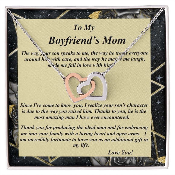 Interlocking Hearts Necklace, For Her, Mother, Christmas, Birthday, Mom on Mother's Day, with Message Card