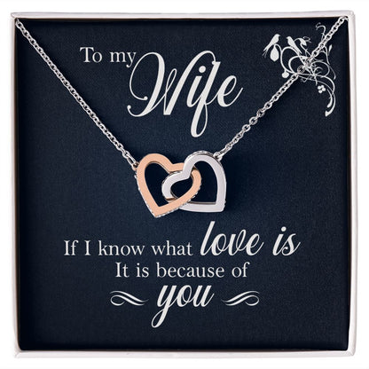 Interlocking Hearts Necklace, For Girlfriend, Wife, Christmas, Birthday, Valentine's Day, Anniversary, Custom Message Card