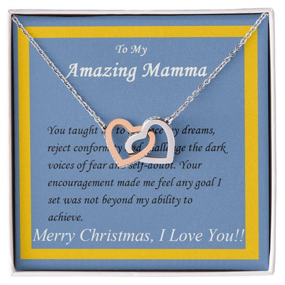 Interlocking Hearts Necklace, For Her, Mamma, Christmas, Valentine's Day, Mother, Wife, Girlfriend, Custom Message Card