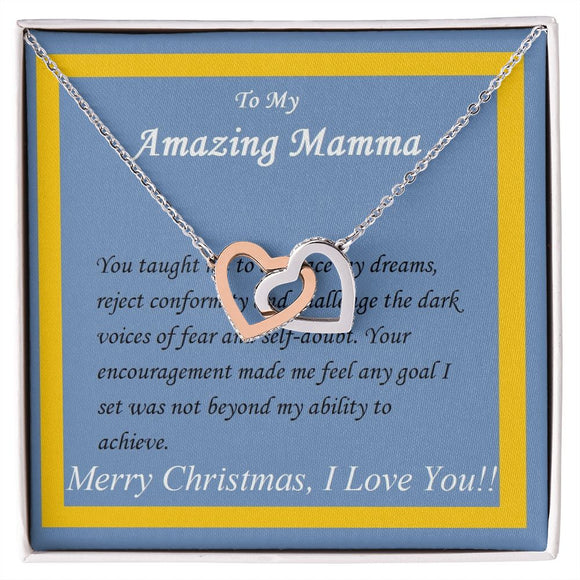 Interlocking Hearts Necklace, For Her, Mamma, Christmas, Valentine's Day, Mother, Wife, Girlfriend, Custom Message Card