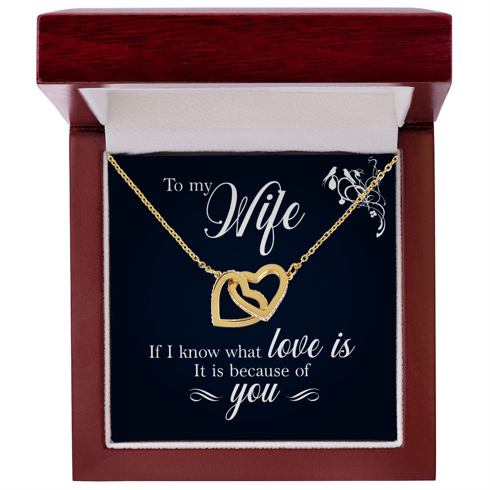 Interlocking Hearts Necklace, For Girlfriend, Wife, Christmas, Birthday, Valentine's Day, Anniversary, Custom Message Card
