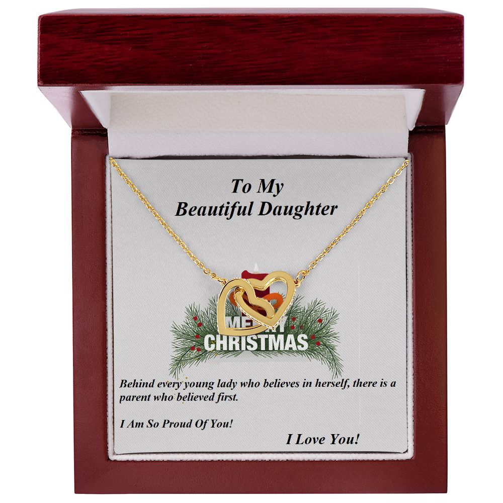 Interlocking Hearts Necklace,  For Her, Daughter, for Christmas, with Custom Message Card