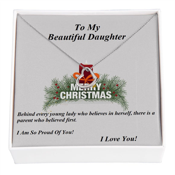 Delicate Heart Necklace, For Her, Daughter, for Christmas, with Custom Message Card