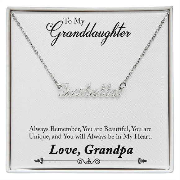 Personalized Name Necklace, For Her, for Christmas, for Granddaughter, Birthday, Valentine's Day, Mother's Day, with Custom Message Card