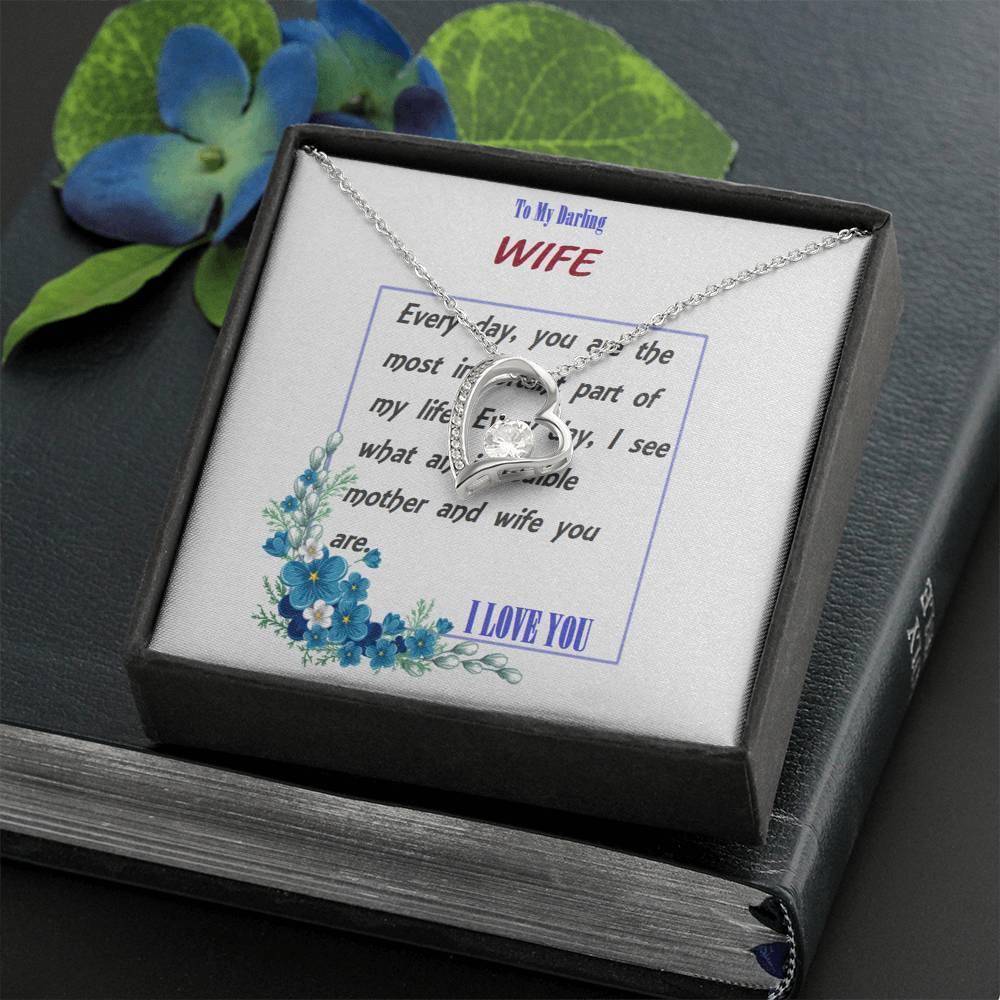 Forever Love Necklace | To Wife Gift | Wife Christmas Jewelry | Love Her Keepsake | Soulmate Necklace | Wife Message Card | Meaningful Cards | Best Wife Ever - Gifts 4 Your Season