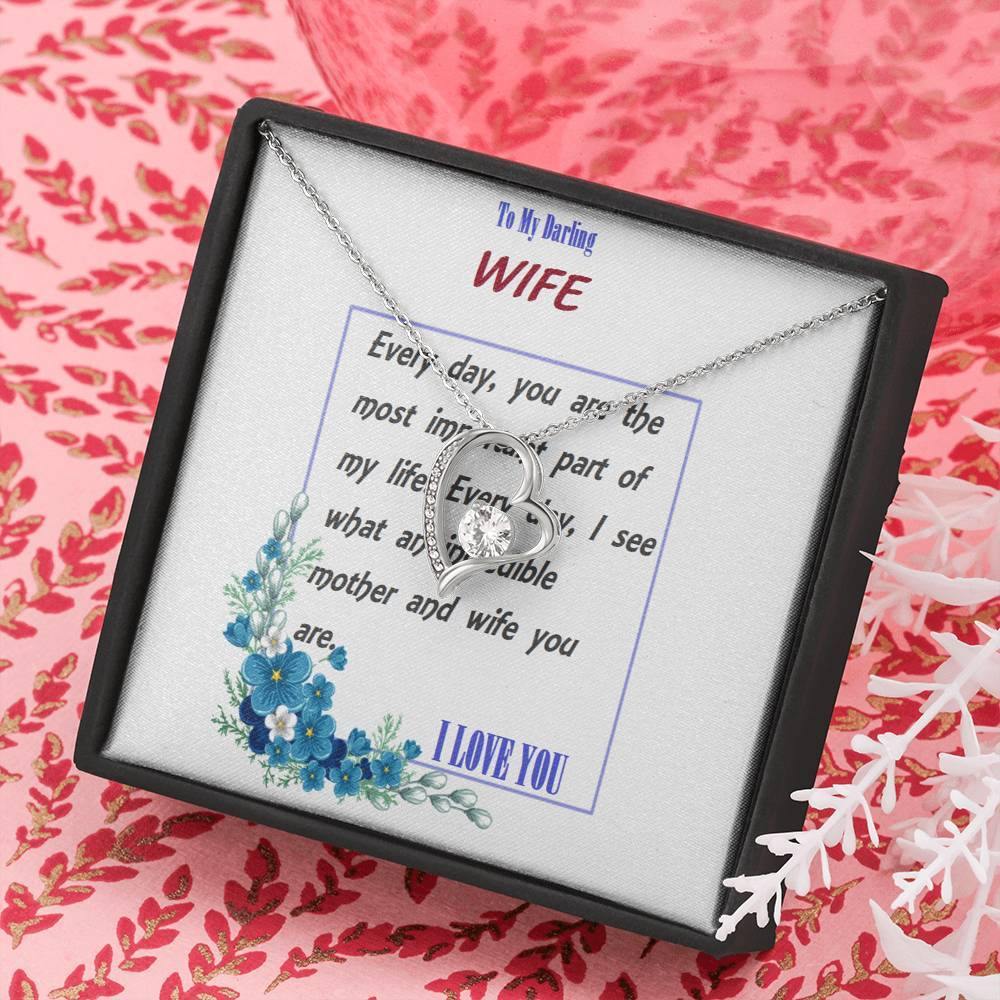 Forever Love Necklace | To Wife Gift | Wife Christmas Jewelry | Love Her Keepsake | Soulmate Necklace | Wife Message Card | Meaningful Cards | Best Wife Ever - Gifts 4 Your Season