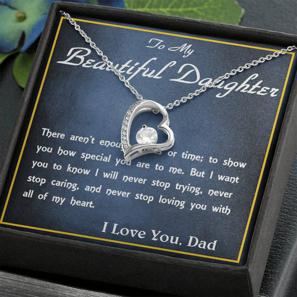 Forever Love Necklace, From Dad, Daughter Necklace, for Christmas, Birthday, Custom Message Card