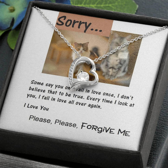 Sorry Forever Love Necklace, Apology Message Card Jewelry for Her, Cat Lover Gift, Christmas Gift, Gift Idea, Gift for Her - Gifts 4 Your Season