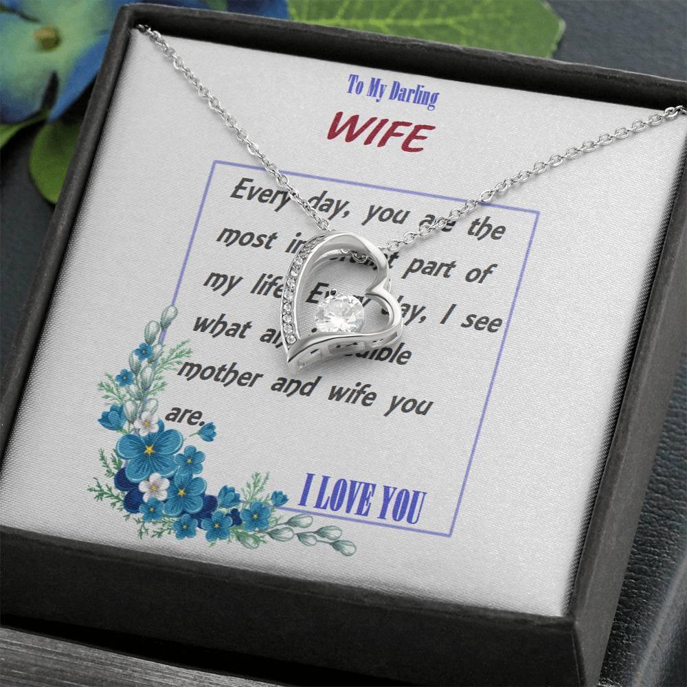 Forever Love Necklace | To Wife Gift | Wife Christmas Jewelry | Love Her Keepsake | Soulmate Necklace | Wife Message Card | Meaningful Cards | Best Wife Ever - Gifts 4 Your Season