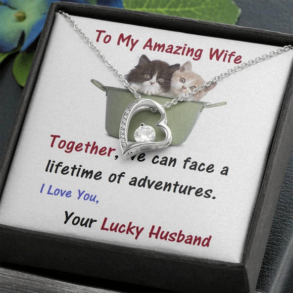 Wife Forever Love Necklace, Wife From Husband | Birthday Gift | Cat Lover Gift | Anniversary Gift | Christmas Gift  | Message Card Jewelry - Gifts 4 Your Season