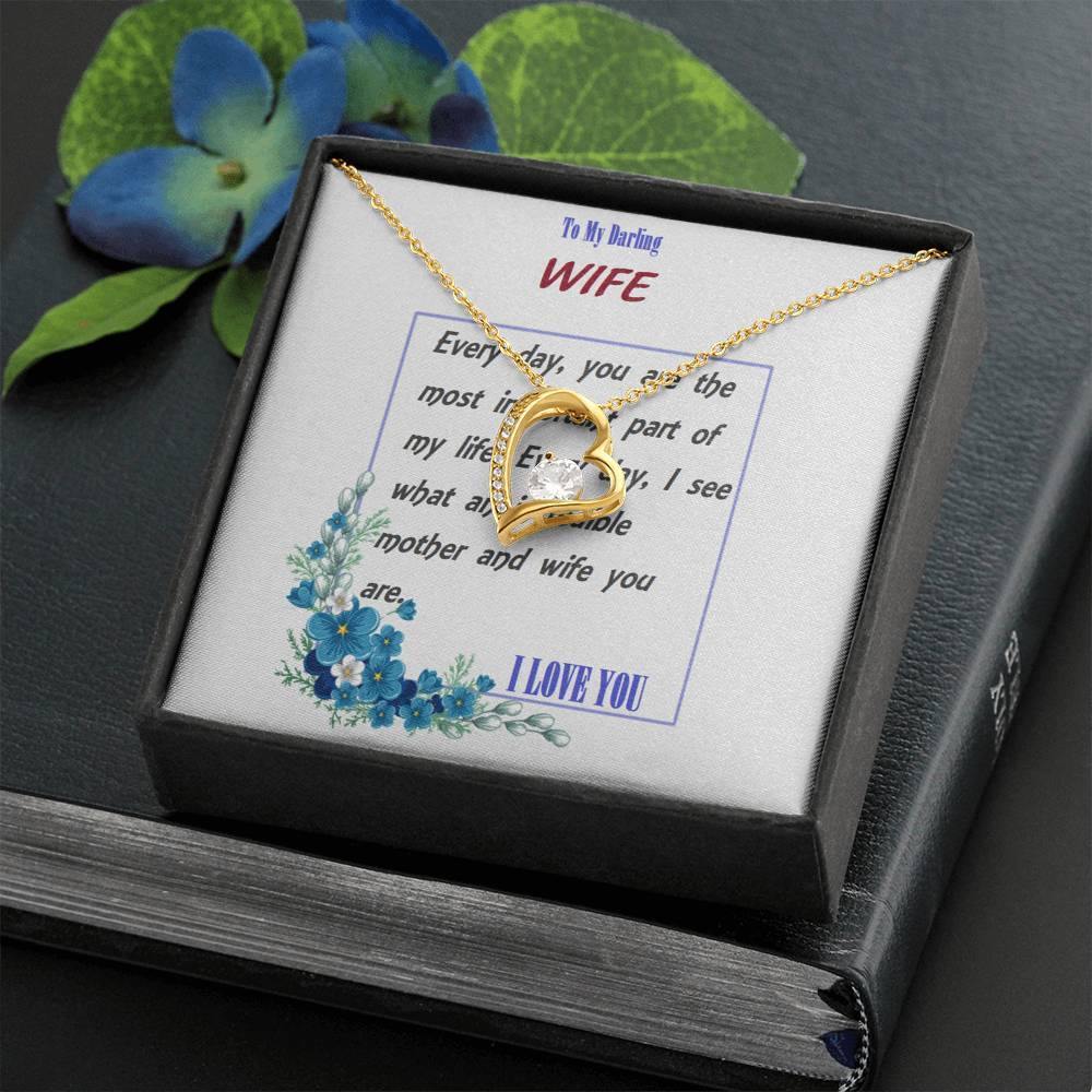 Forever Love Necklace | To Wife Gift | Wife Christmas Jewelry | Love Her Keepsake | Soulmate Necklace | Wife Message Card | Meaningful Cards | Best Wife Ever - Gifts 4 Your Season