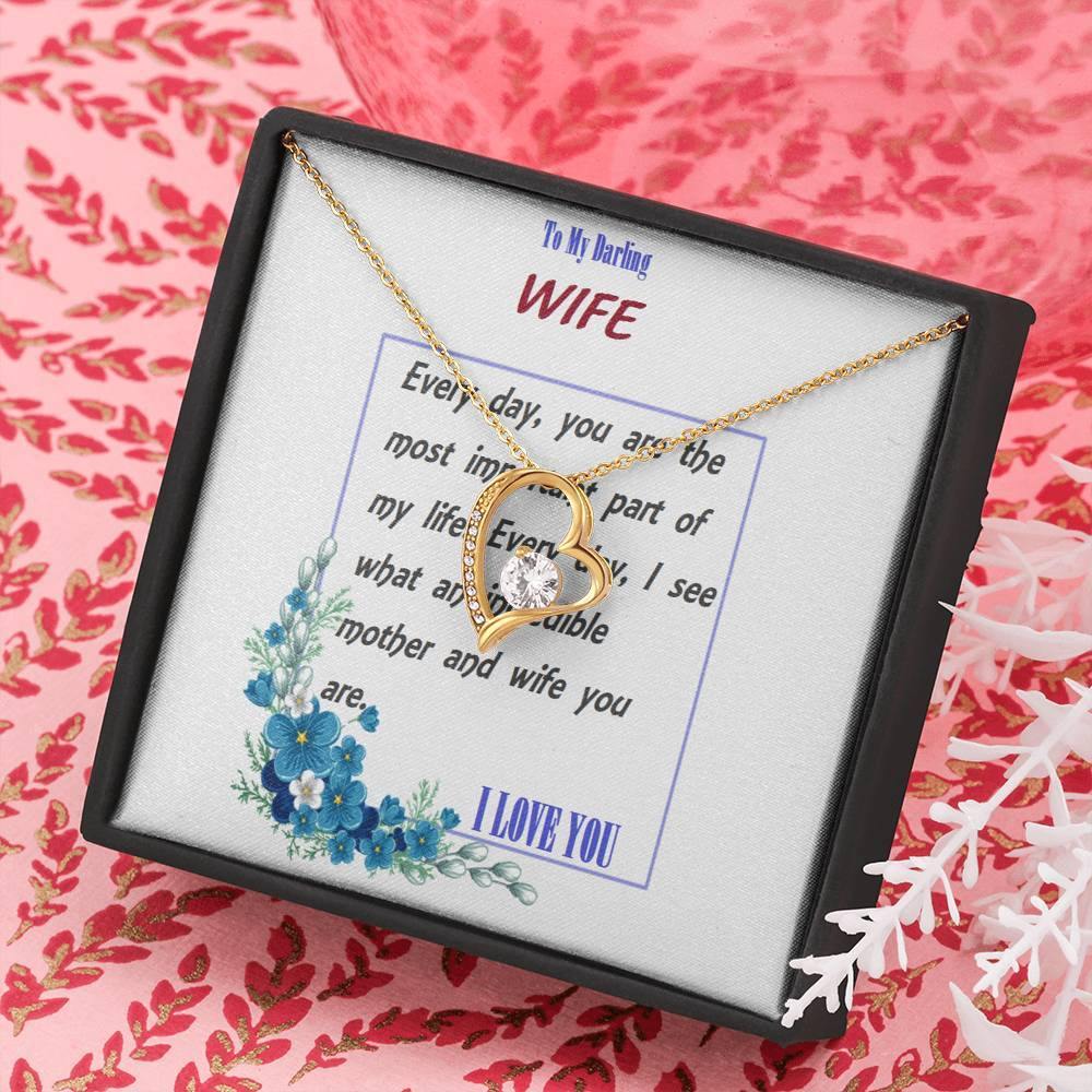 Forever Love Necklace | To Wife Gift | Wife Christmas Jewelry | Love Her Keepsake | Soulmate Necklace | Wife Message Card | Meaningful Cards | Best Wife Ever - Gifts 4 Your Season