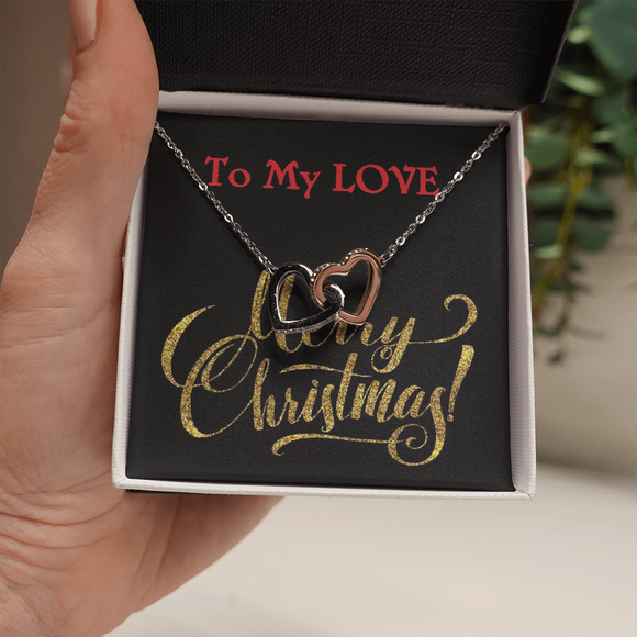 Two Hearts Necklace, For Her, Friend, for Christmas, Anniversary, Birthday, Valentine's Day, Mother's Day, with Custom Message Card