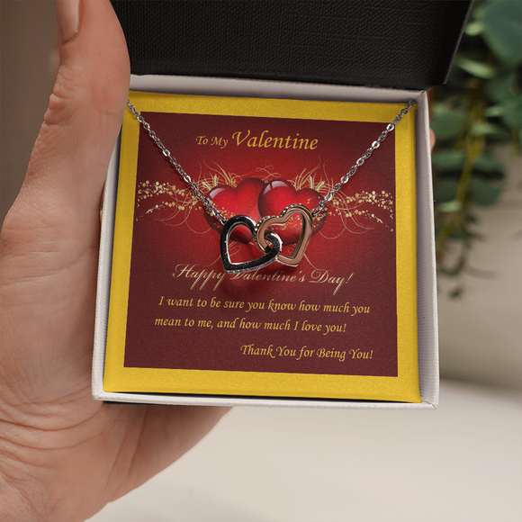 Two Hearts Necklace, For Her, Valentine's Day, Mother, Wife, Girlfriend, with Custom Message Card
