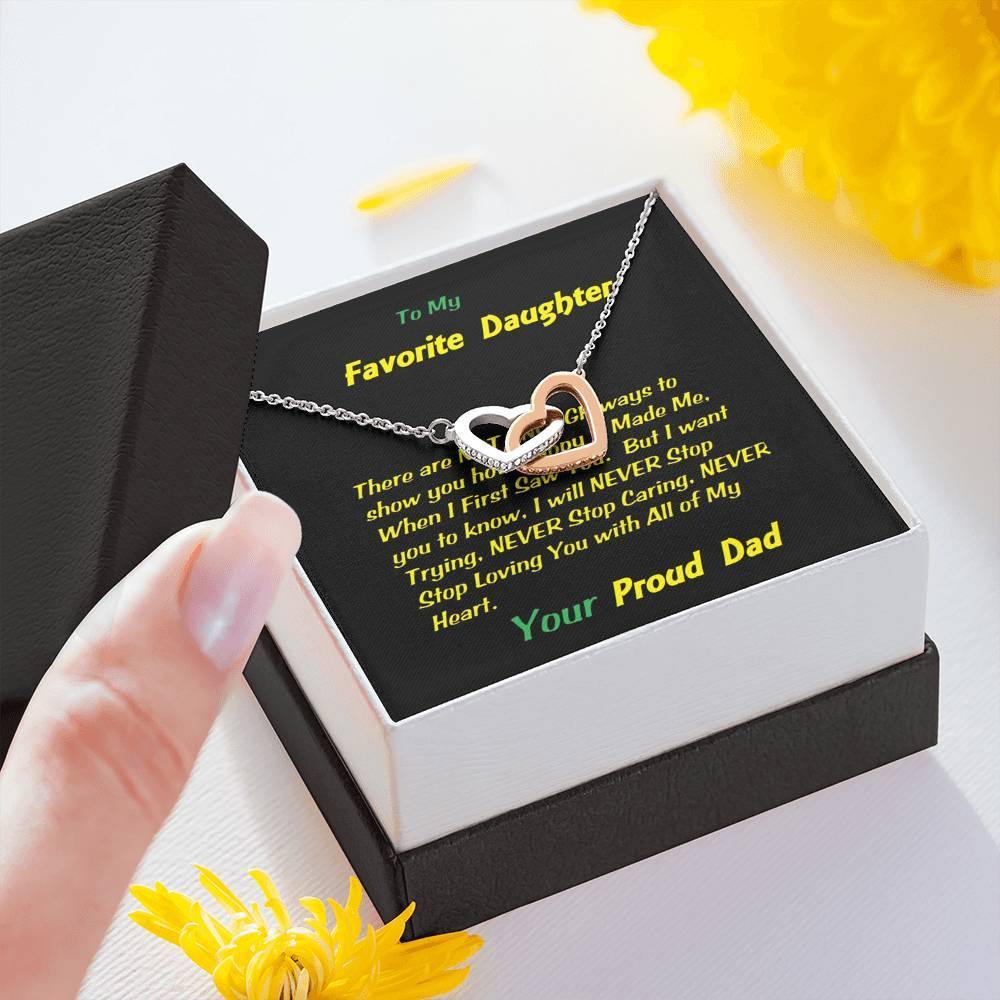 Two Interlocked Hearts For My Favorite Daughter, Gift For Daughter, Shineon Jewelry, Christmas Gift, Birthday Gift, Message Card Jewelry - Gifts 4 Your Season