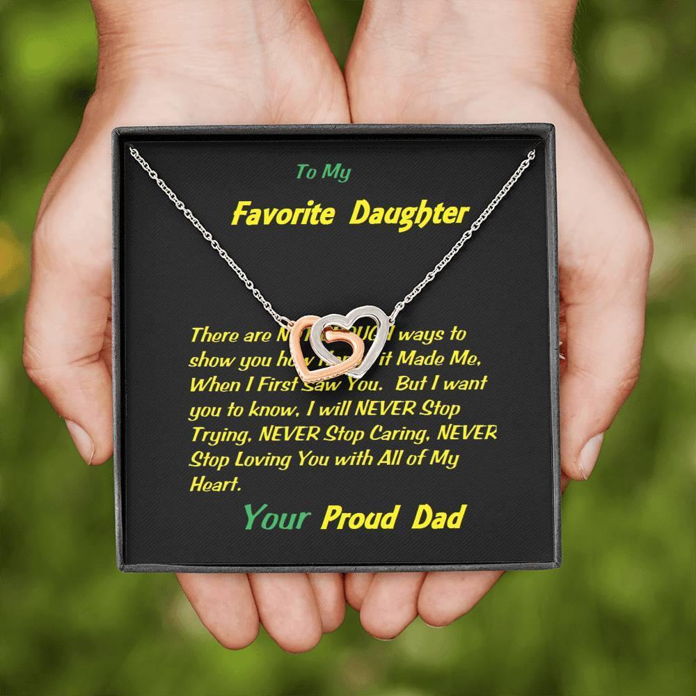 Two Interlocked Hearts For My Favorite Daughter, Gift For Daughter, Shineon Jewelry, Christmas Gift, Birthday Gift, Message Card Jewelry - Gifts 4 Your Season