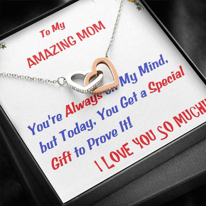 Two Embellished Hearts  Necklace | To  My Mom Gift | Mom Christmas Jewelry | Love Her Keepsake | Mom Necklace | Mom Message Card | Meaningful Cards | Best Mom Ever - Gifts 4 Your Season
