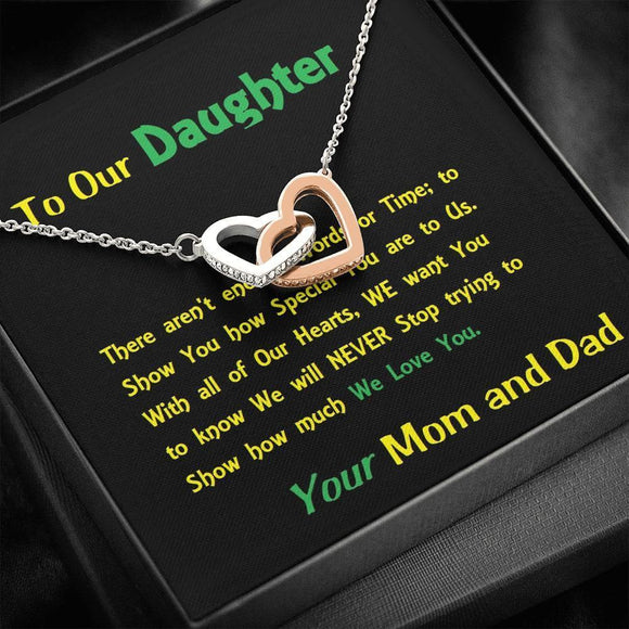 Two Interlocked Hearts, For Daughter, Gift For Our Daughter, Shineon Jewelry, Christmas Gift, Birthday Gift, Message Card Jewelry - Gifts 4 Your Season