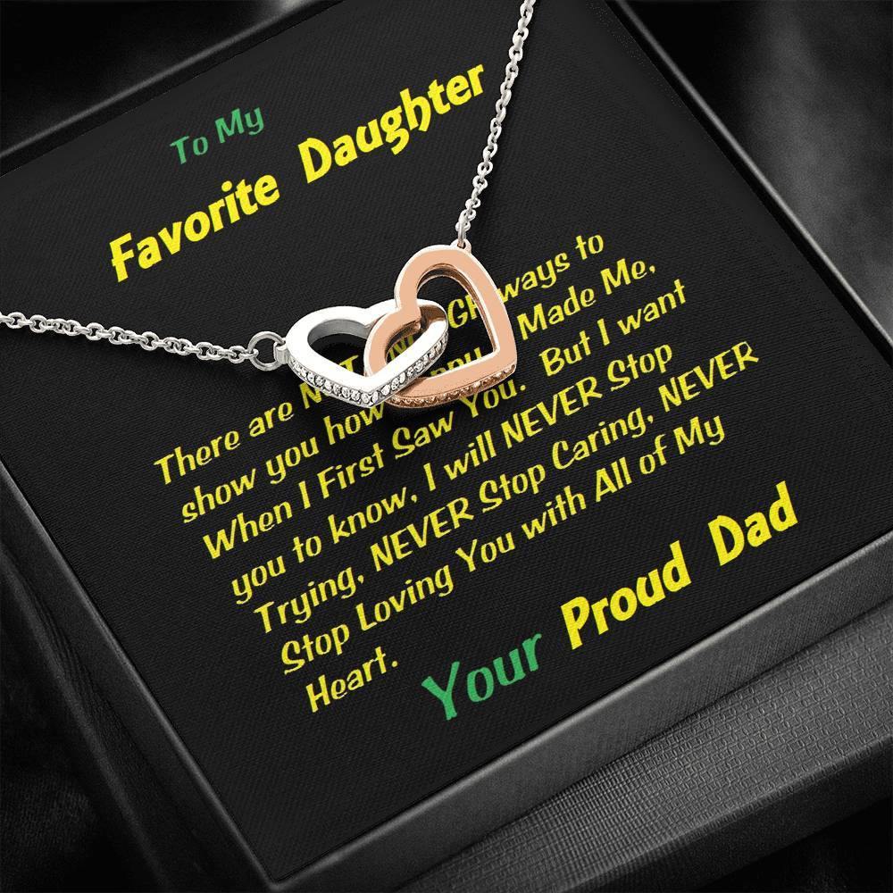 Two Interlocked Hearts For My Favorite Daughter, Gift For Daughter, Shineon Jewelry, Christmas Gift, Birthday Gift, Message Card Jewelry - Gifts 4 Your Season