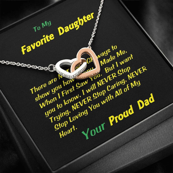 Two Interlocked Hearts For My Favorite Daughter, Gift For Daughter, Shineon Jewelry, Christmas Gift, Birthday Gift, Message Card Jewelry - Gifts 4 Your Season