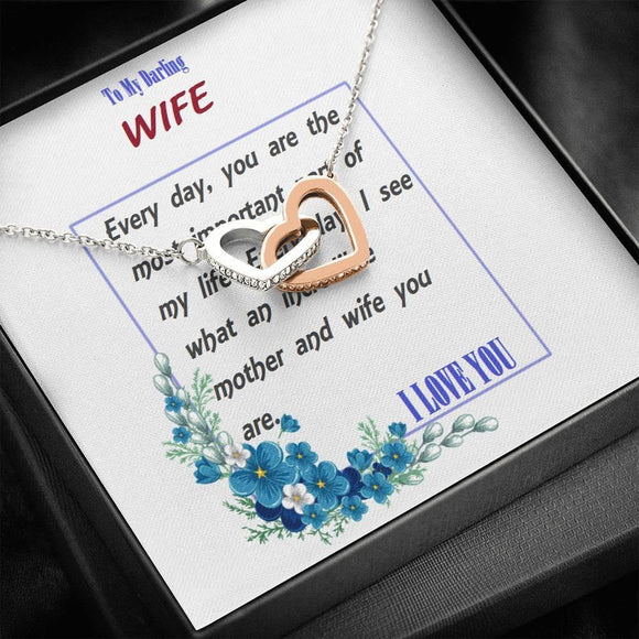 Hearts Embellished Necklace | To Wife Gift | Wife Christmas Jewelry | Love Her Keepsake | Soulmate Necklace | Wife Message Card | Meaningful Cards | Best Wife Ever - Gifts 4 Your Season