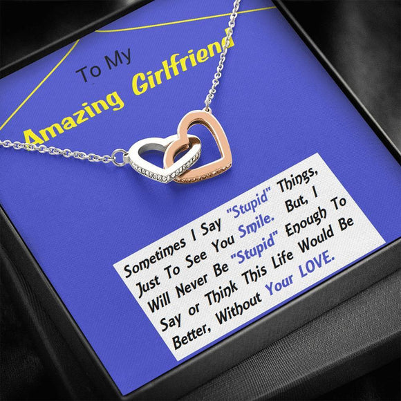 Two Embellished Hearts, To My Girlfriend, Necklace For Girlfriend, Girlfriend Jewelry, Girlfriend Gift, Anniversary Gift - Gifts 4 Your Season