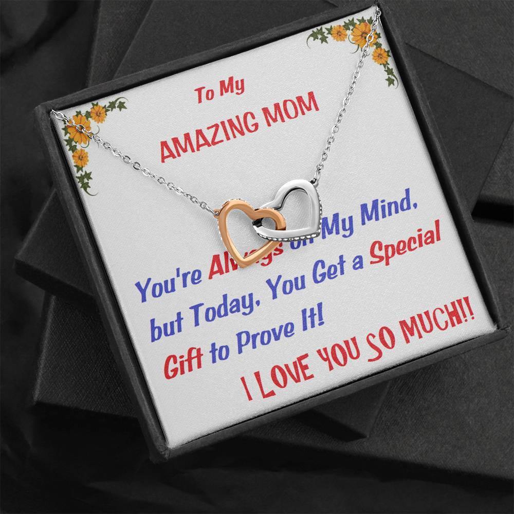 Two Embellished Hearts  Necklace | To  My Mom Gift | Mom Christmas Jewelry | Love Her Keepsake | Mom Necklace | Mom Message Card | Meaningful Cards | Best Mom Ever - Gifts 4 Your Season