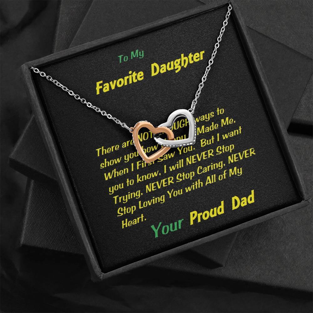 Two Interlocked Hearts For My Favorite Daughter, Gift For Daughter, Shineon Jewelry, Christmas Gift, Birthday Gift, Message Card Jewelry - Gifts 4 Your Season