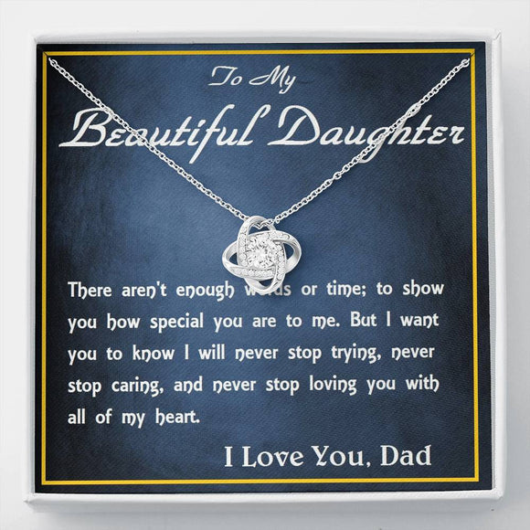 Love Knot Necklace, From Dad, Custom Message Card
